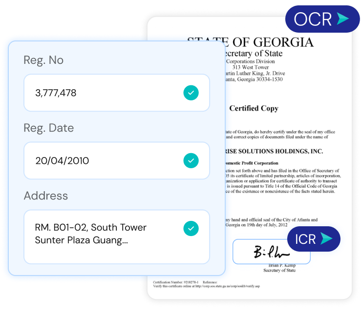 elimination of fraud with OCR and ICR extraction