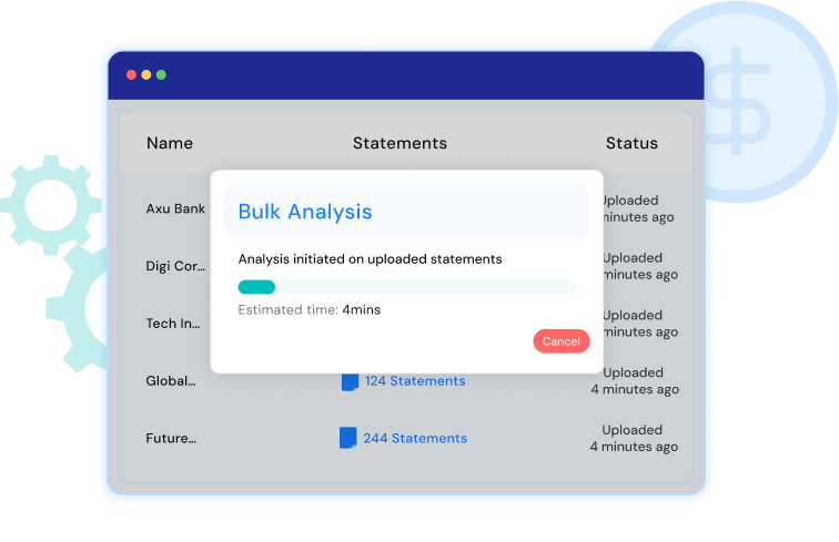 bulk analysis of bank statements